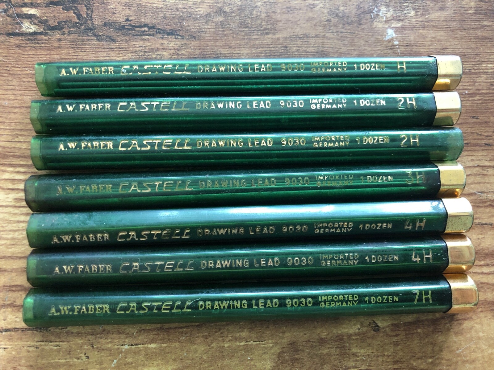 Vintage AW FABER Castell Drawing Lead 7pcs Refill Vials #9030 Mechanical Pencil