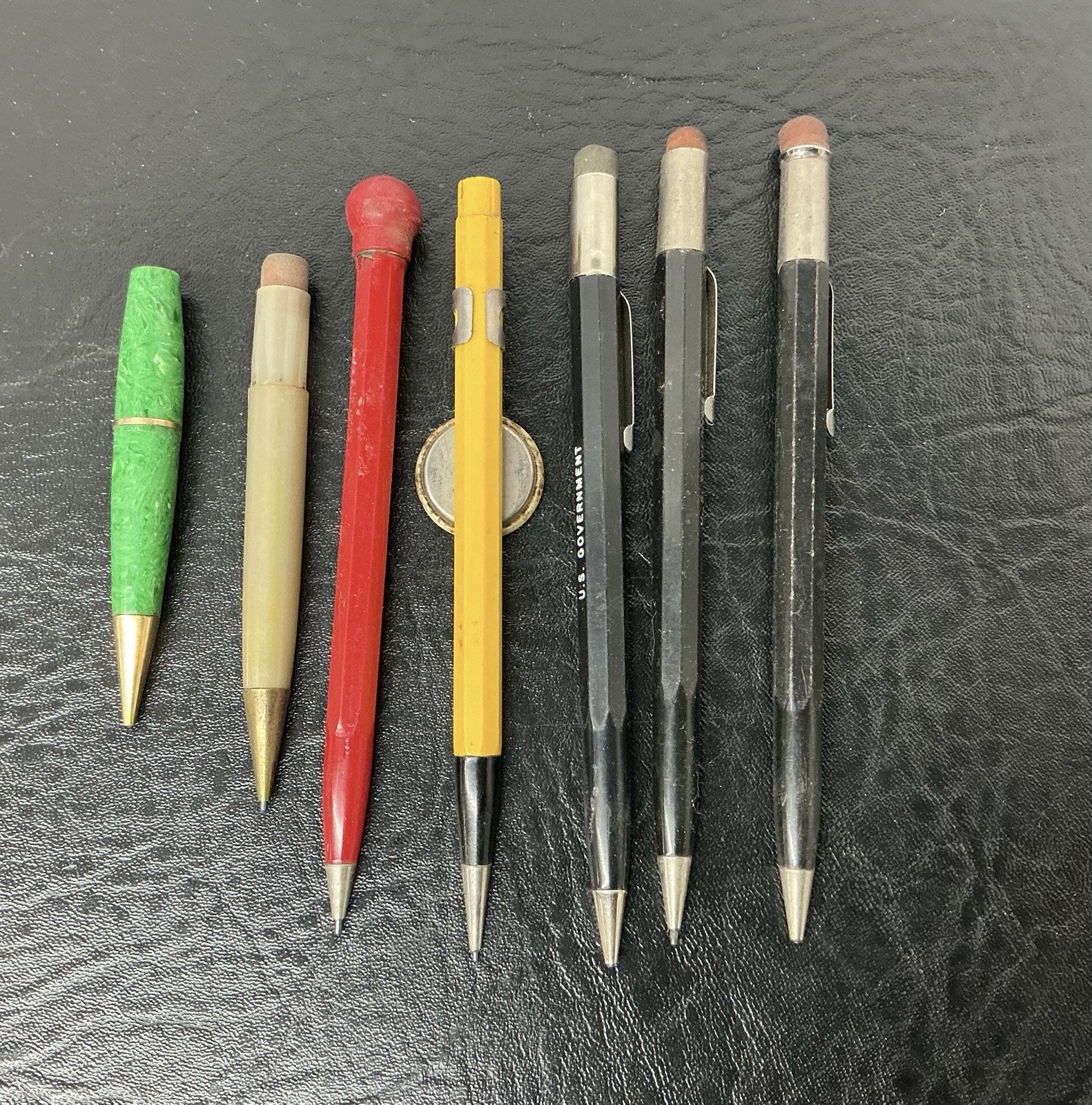 Vtg Lot of 7 Mechanical Pencil Marble Pepsi Mini Eagle Sheaffer Government