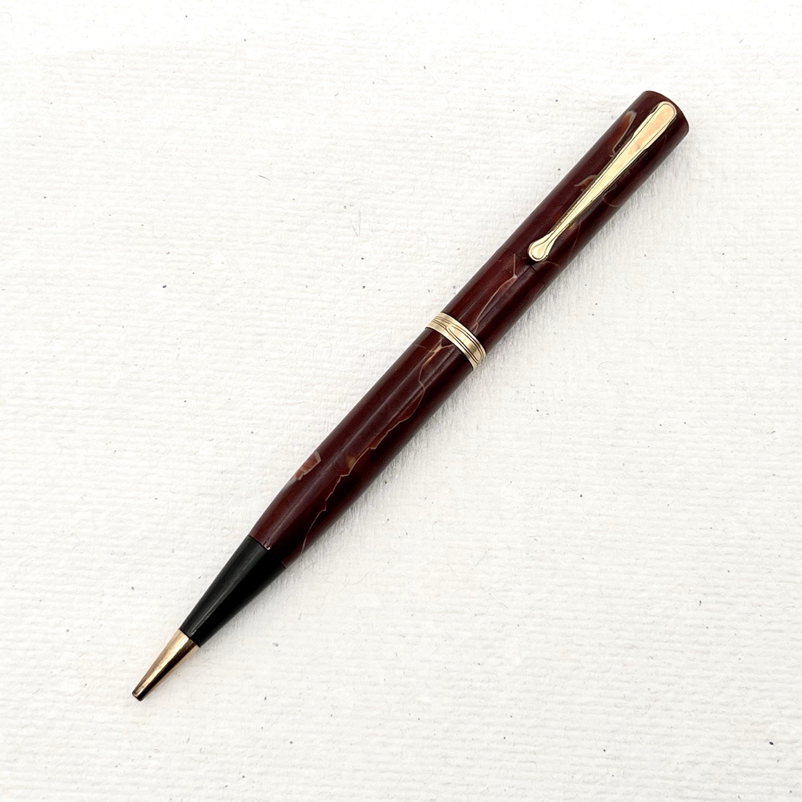 Waterman Mahogany Marble Celluloid Mechanical Pencil 5″ 1.1mm – Works