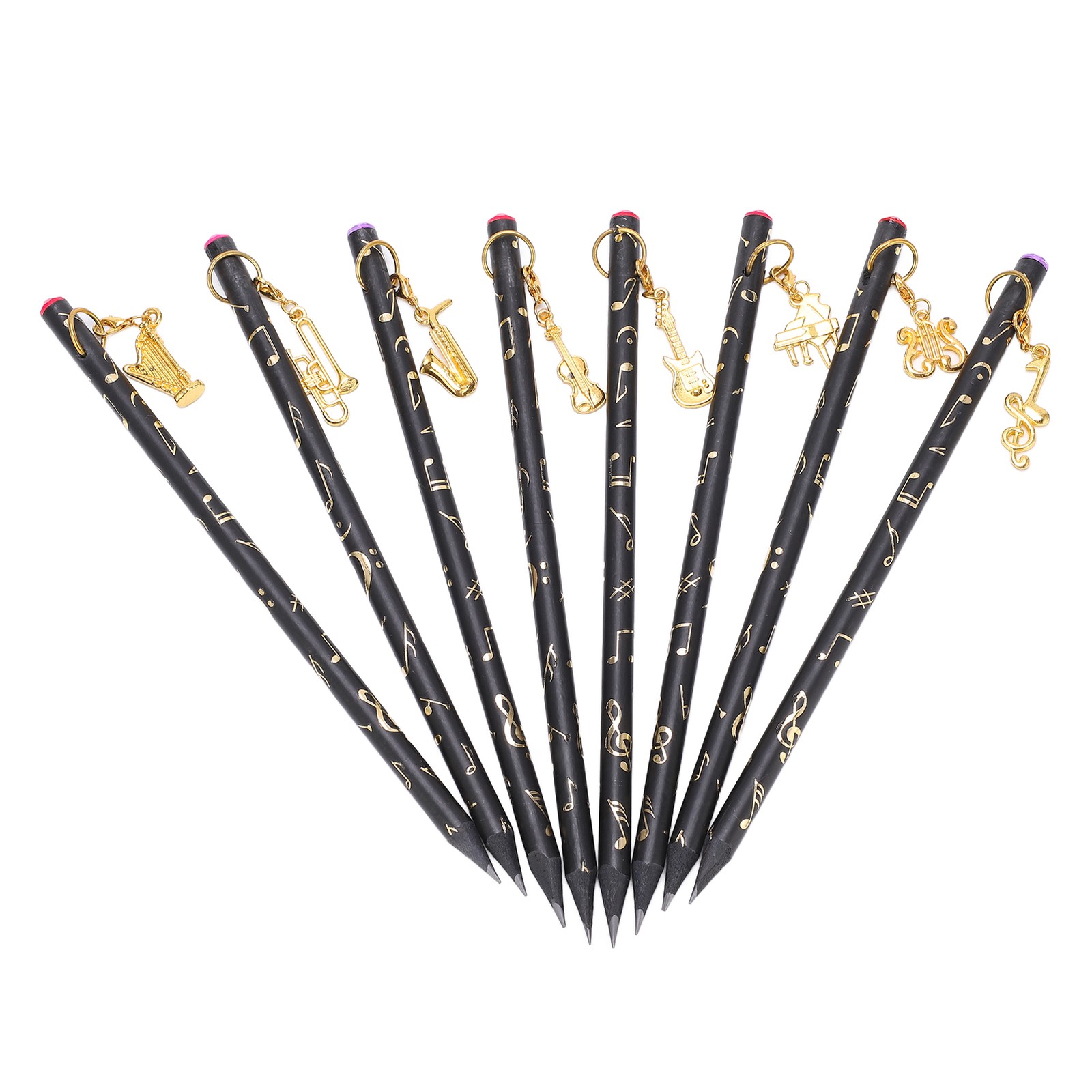 8Pcs Music Pencil Musical Note Stationery Set Kit With Pendant For Painting
