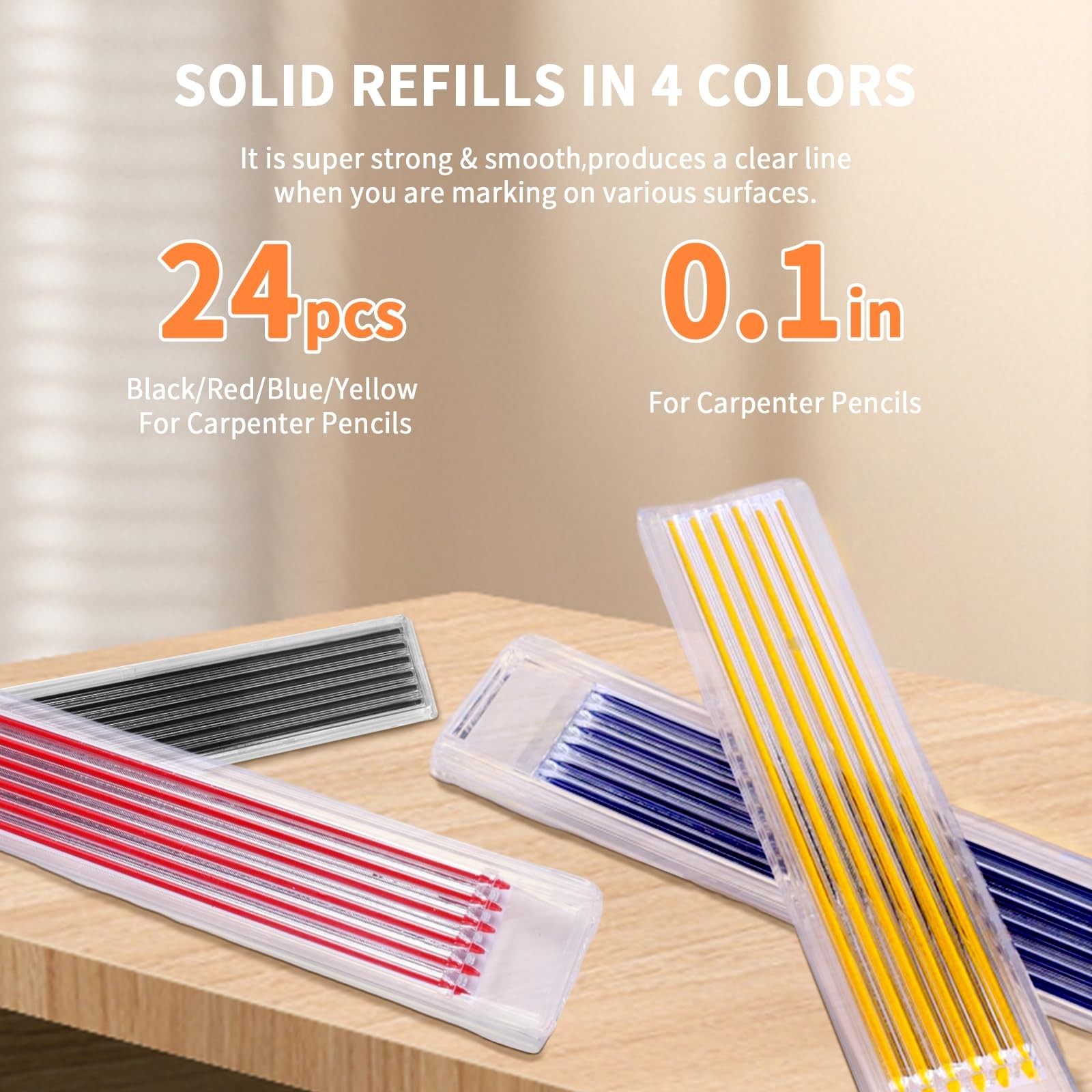 vofauiss 4 Pack Carpenter Pencil 1 Count (Pack of 4), Black,Red,Yellow,Green