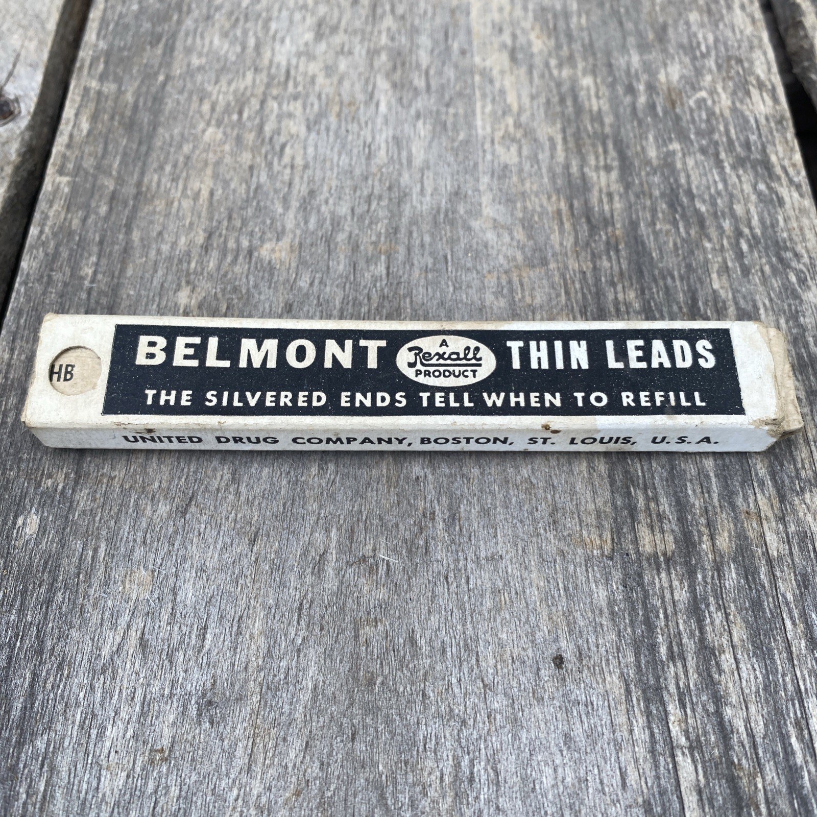 Vintage Rexall BELMONT HB Black 1.18mm Silvered Pencil Lead, Nearly Empty