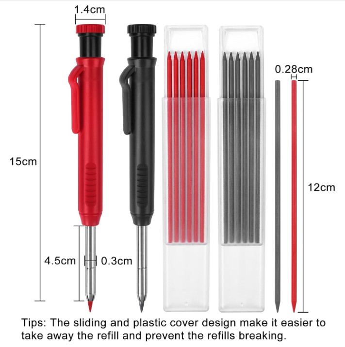 2 Pack Carpenter Pencils Mechanical Pencils with 12 Refills, Construction Pen…