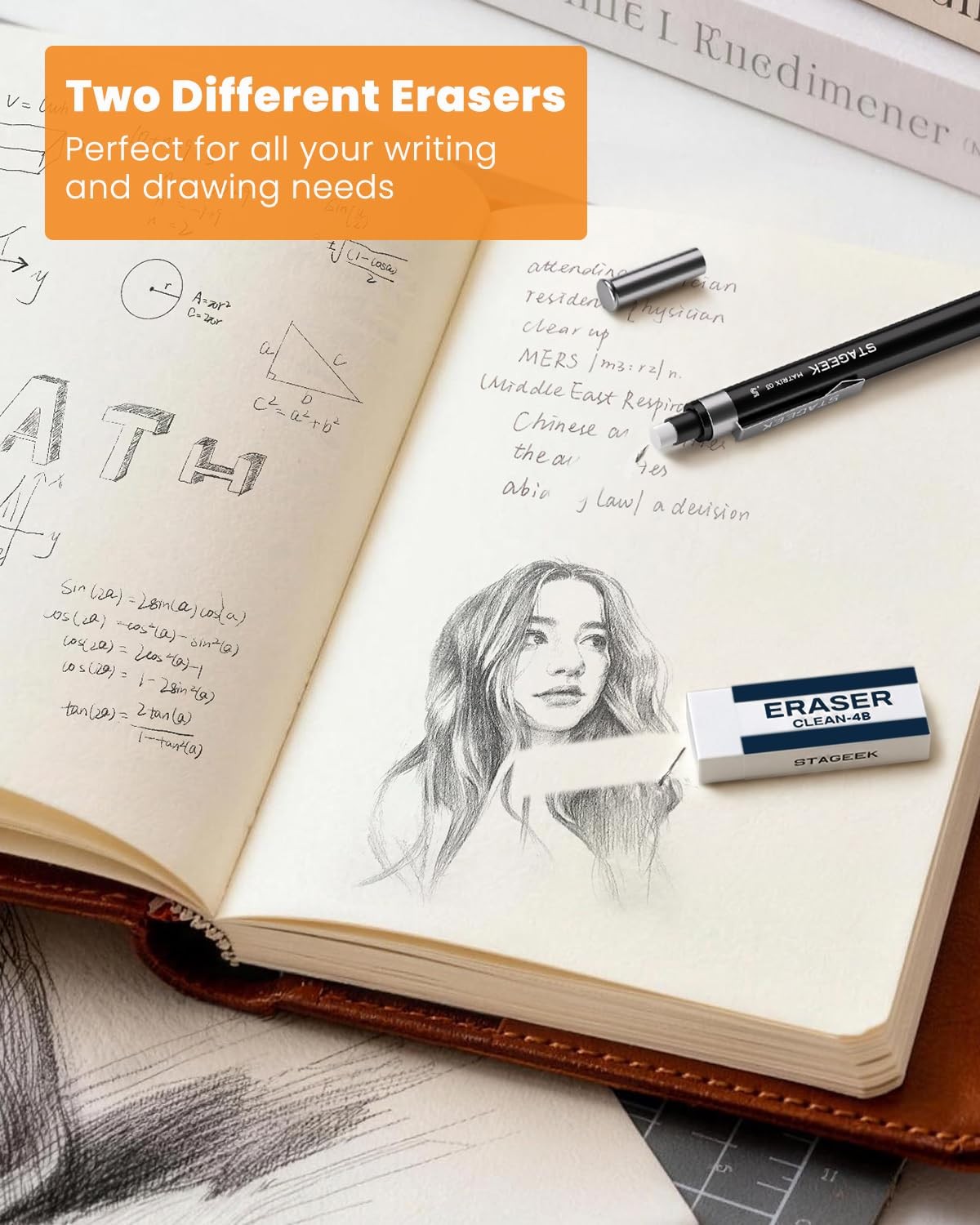 STAGEEK 0.5mm Mechanical Pencil, Metal Art & Drafting Pencil with Eraser and …