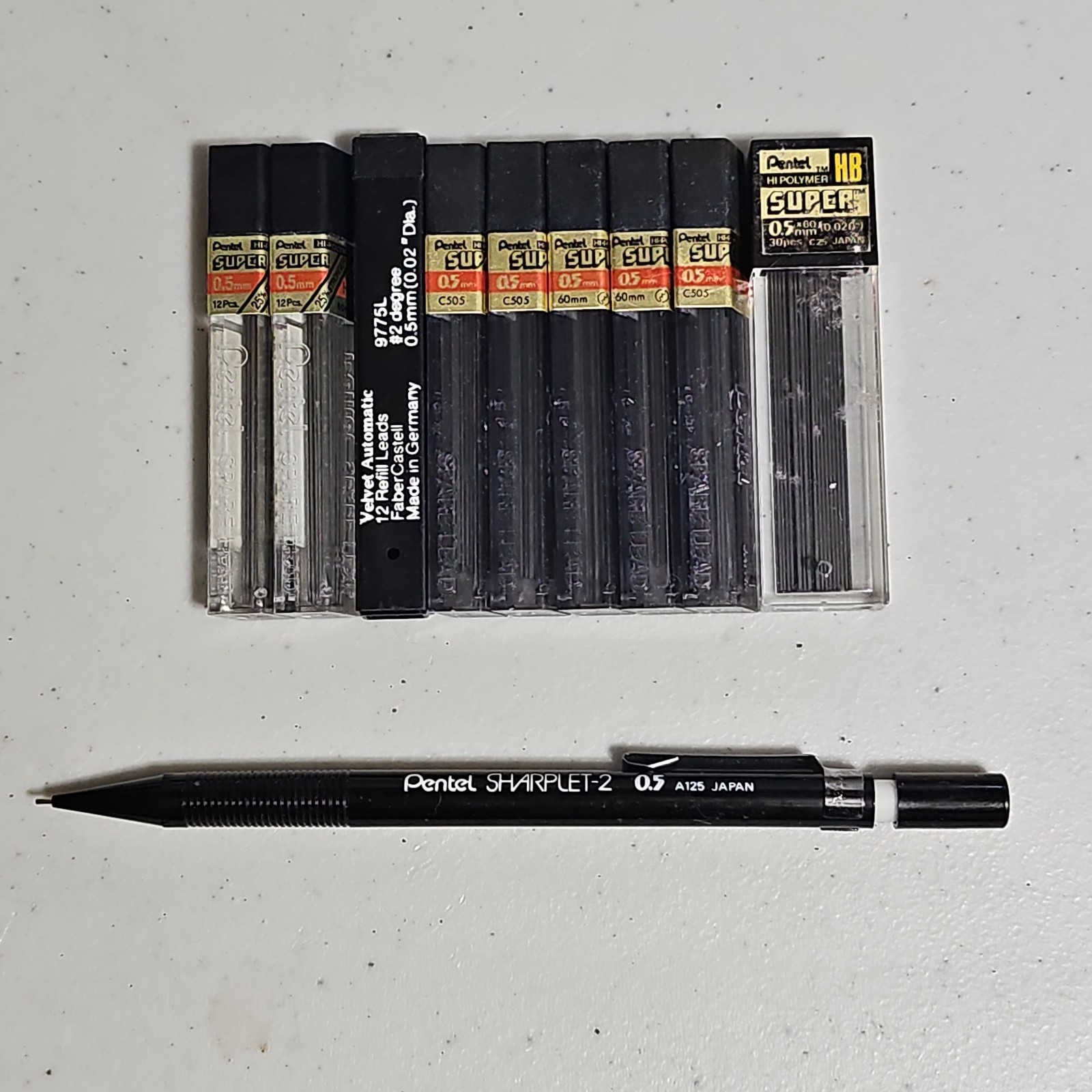 Pentel Sharplet-2 0.5 A125 Japan Mechanical Pencil with 9 Plus Dozen Leads