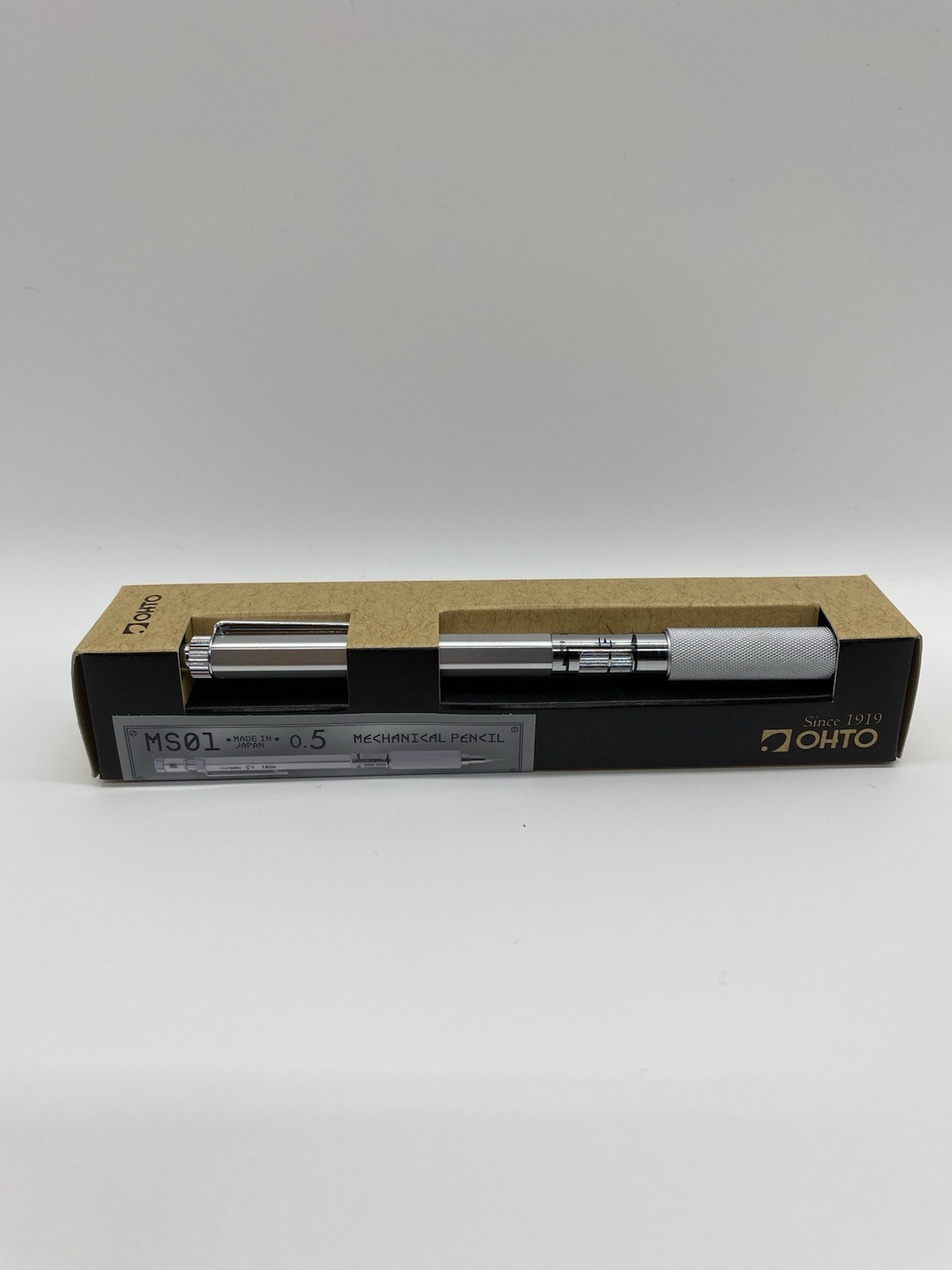 OHTO Mechanical Pencil 0.5mm MS01 Aluminum Knurled Grip Silver Made in Japan