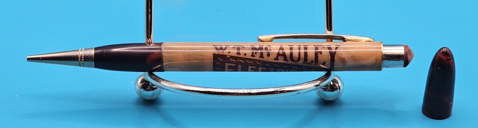 Redi Point Pencil Brown Tan Mother Of Pearl Marbled Look Advertisement KCMO Vtg