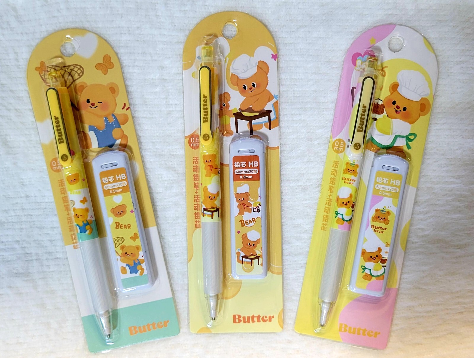 6pcs Butter Bear Cute Mechanical Pencils Sketch Writing Stationery 0.5 mm