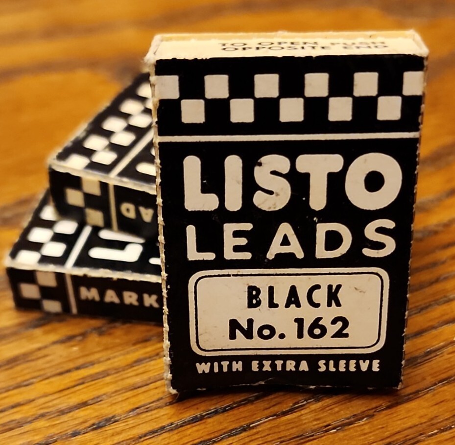 Vintage LISTO Pencil Corporation 4mm Black No. 162 Marking Lead 3 Packages NOS
