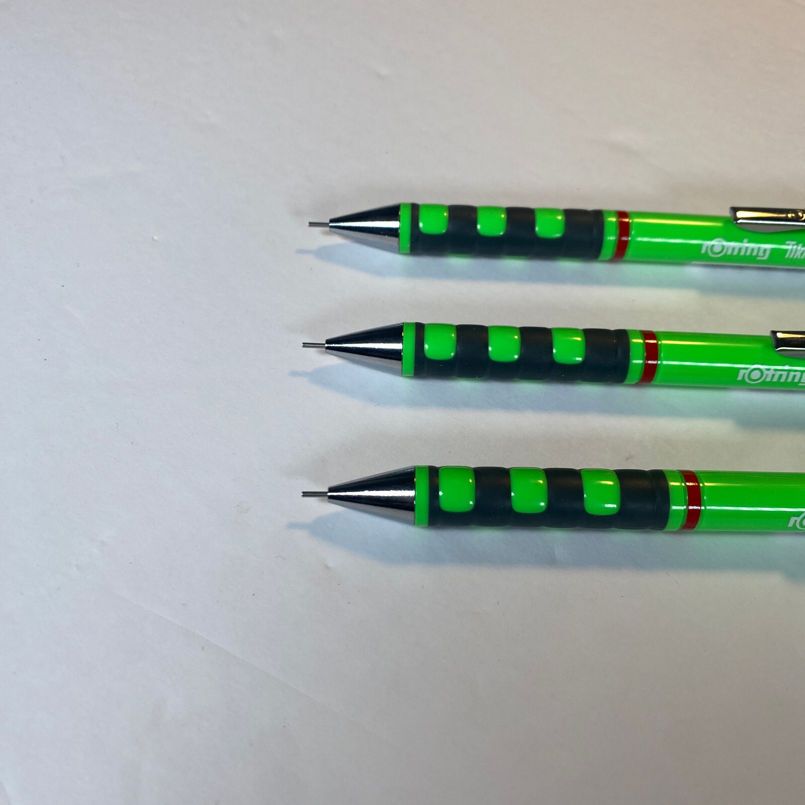 NEW Rotring Tikky 0.5 mm Mechanical Pencil Lot of 3 Rubber Grip Neon Green