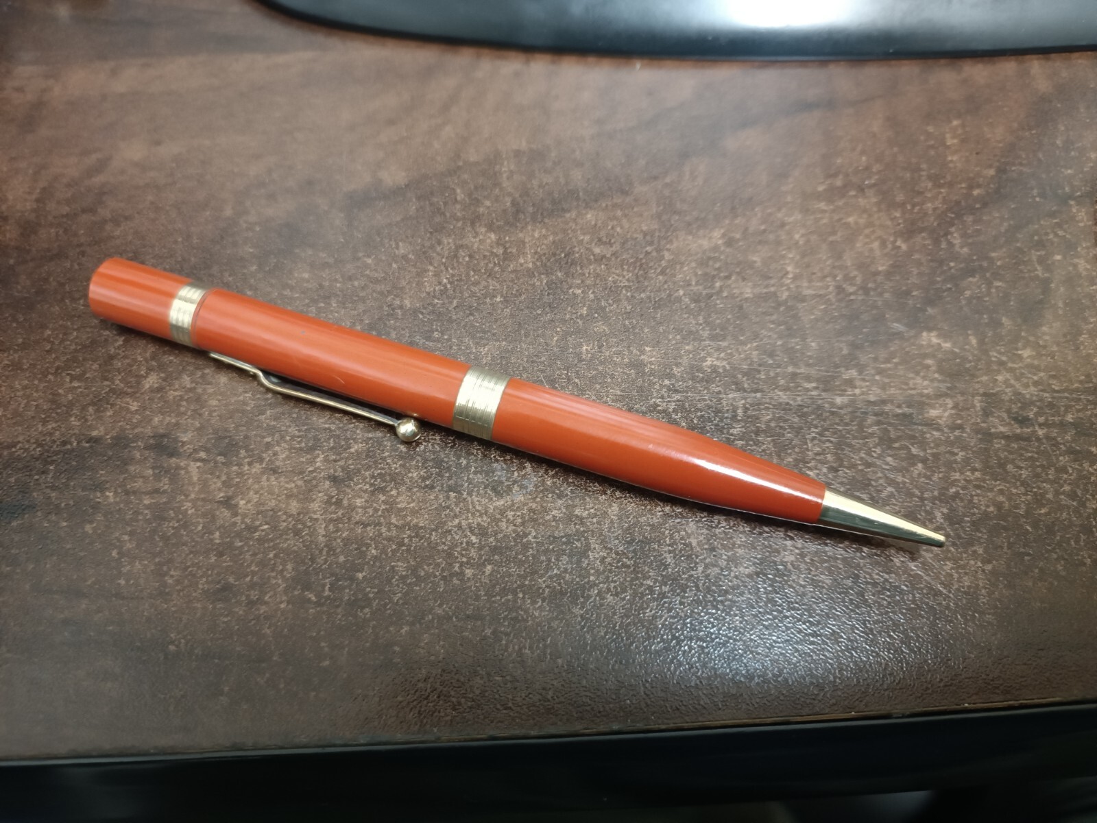 ANTIQUE SWAN MABIE TODD & CO. FYNE POYNT PENCIL RED HARD RUBBER 1920’s OVERSIZE