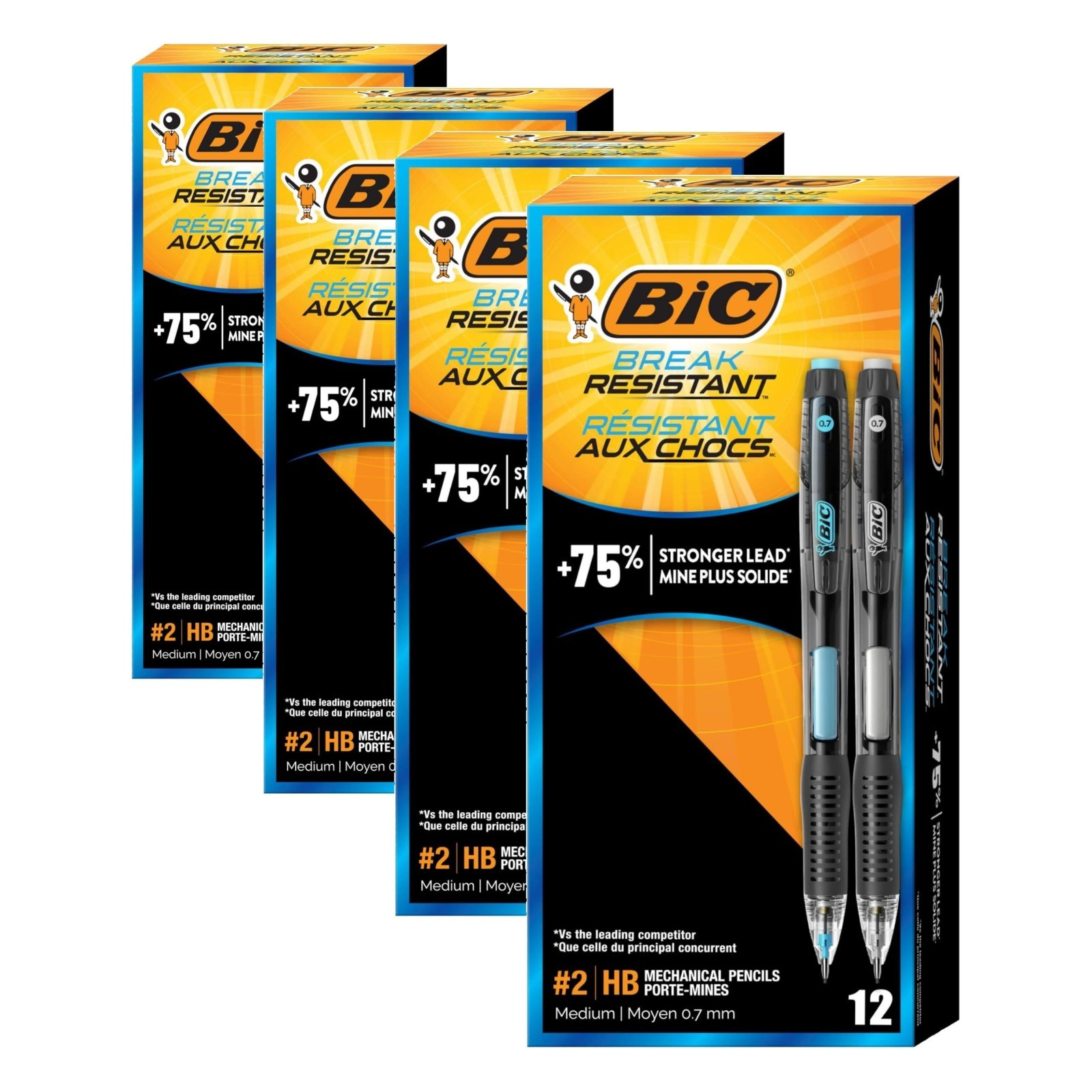 Break-Resistant Mechanical Pencils 0.7mm, 12-Count, Erasers Included, Great for