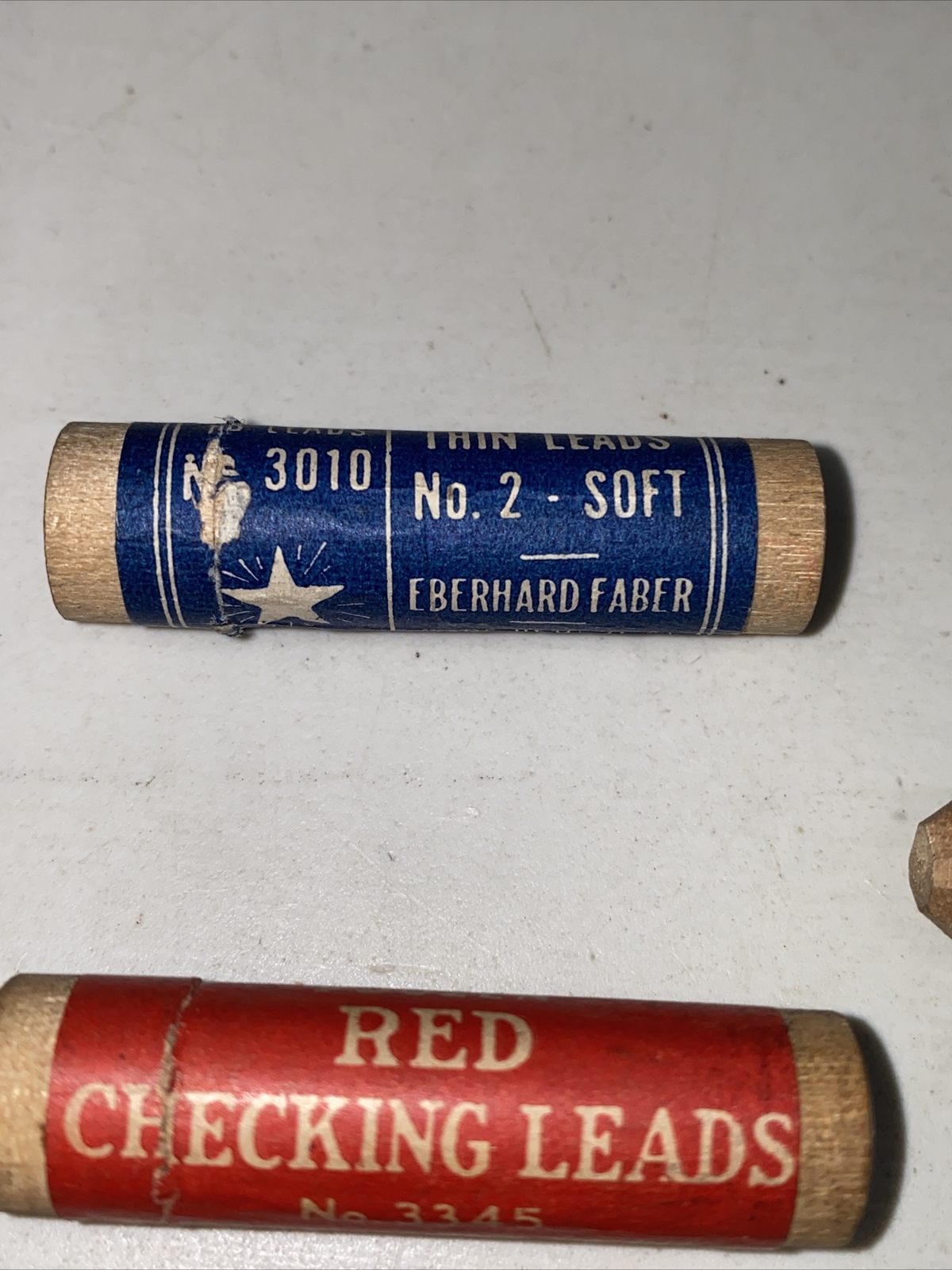 vintage wood tube pencil leads X8 opened faber dixon eversharp red Blue Black