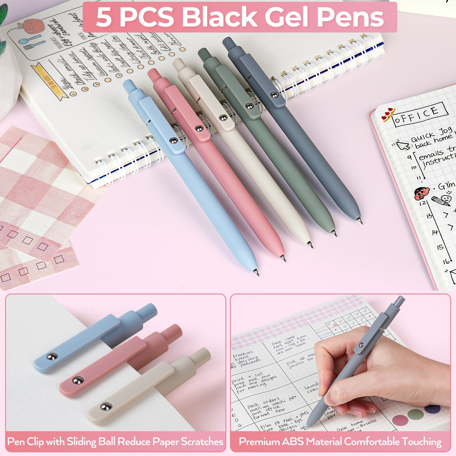 Nicpro 39PCS Pink Pencil Case Set: 12 Highlighters, 5 Black Pens, 6 Pencils