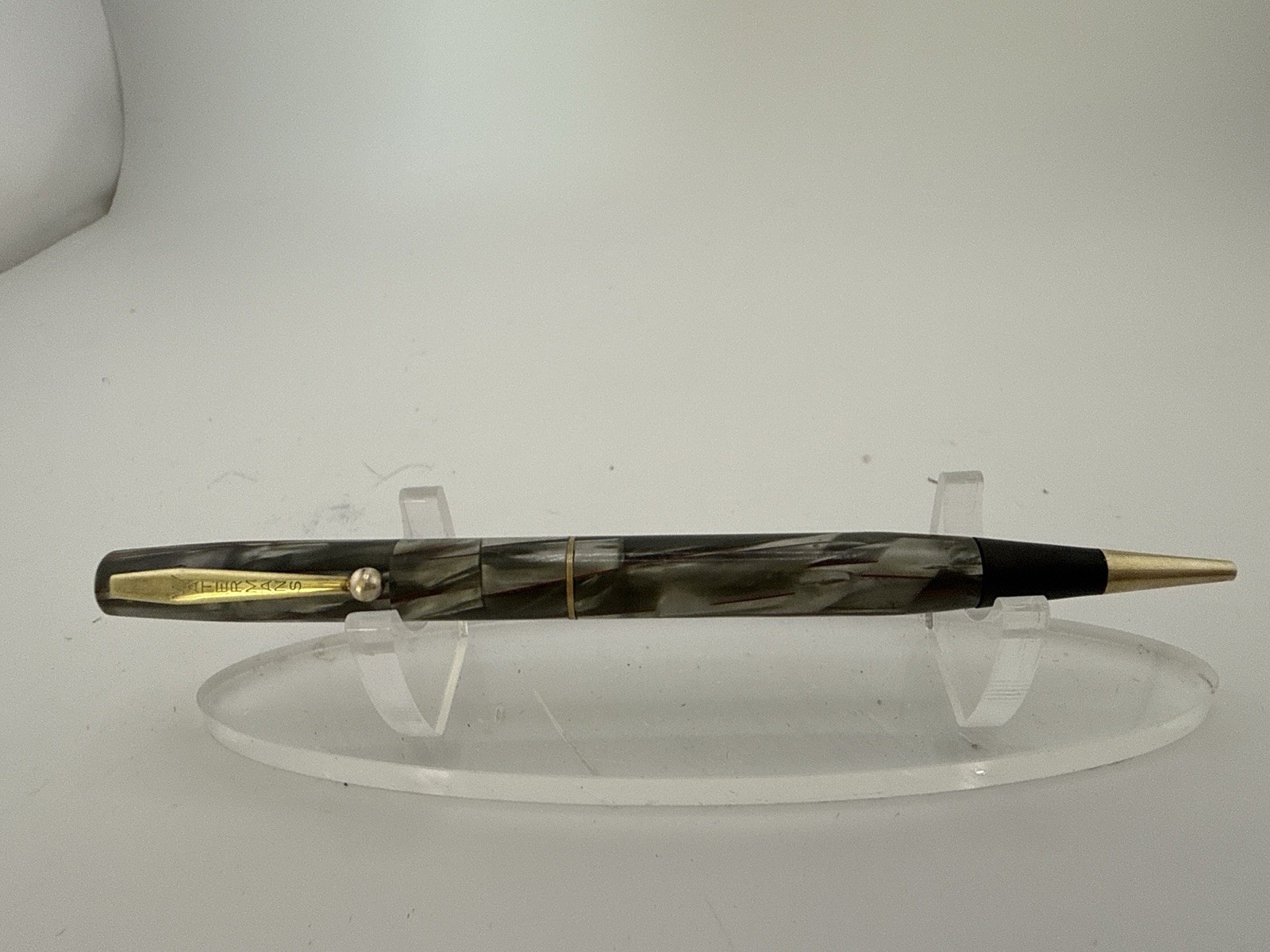 Vintage Waterman’s Commando Mechanical Pencil Gold Trim Gray Pearl Celluloid B1