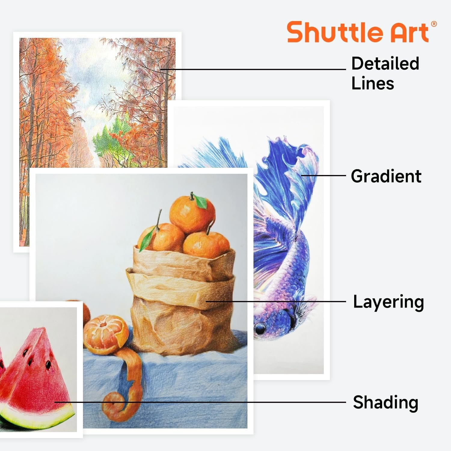 Shuttle Art 136 Coloured Pencils , Soft 1 Count (Pack of 136), 136 colour