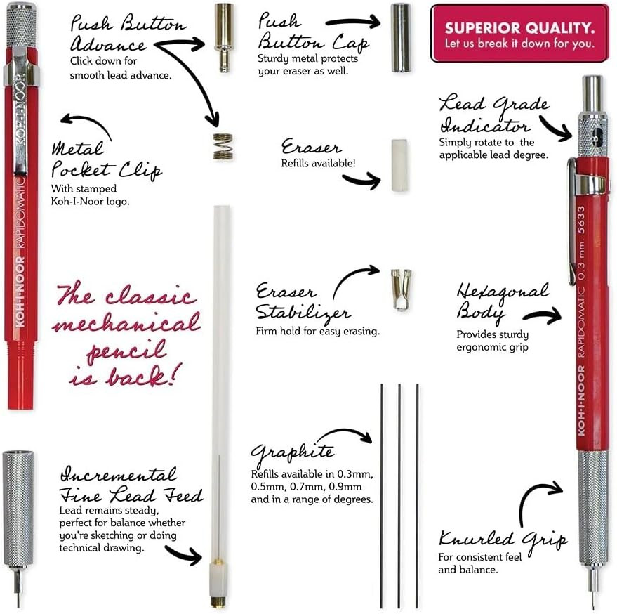 Rapidomatic Mechanical Pencil, .7Mm Lead, Gray, 1 Each (5637)