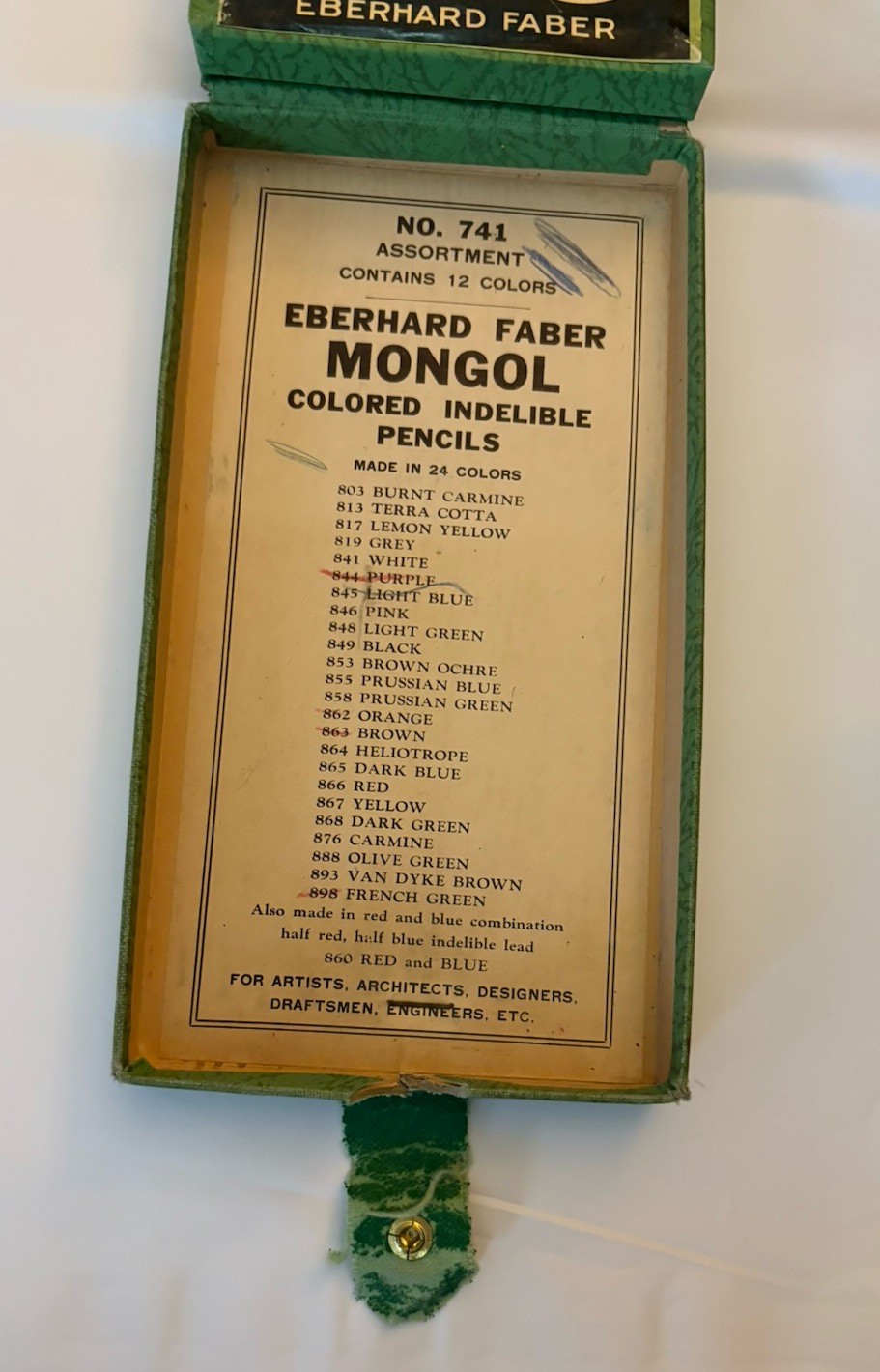 Eberhard Faber MONGOL #741 12pk Colored Pencil **BOX ONLY** EMPTY NO PENCILS