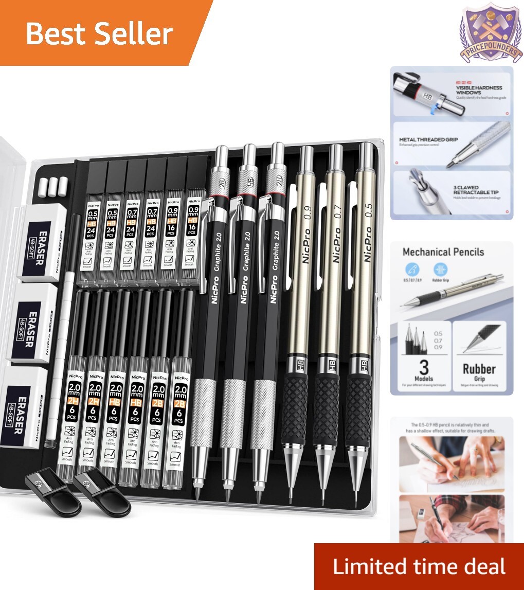 6PCS Professional Mechanical Pencil Set – Precision Drafting & Sketching Tools