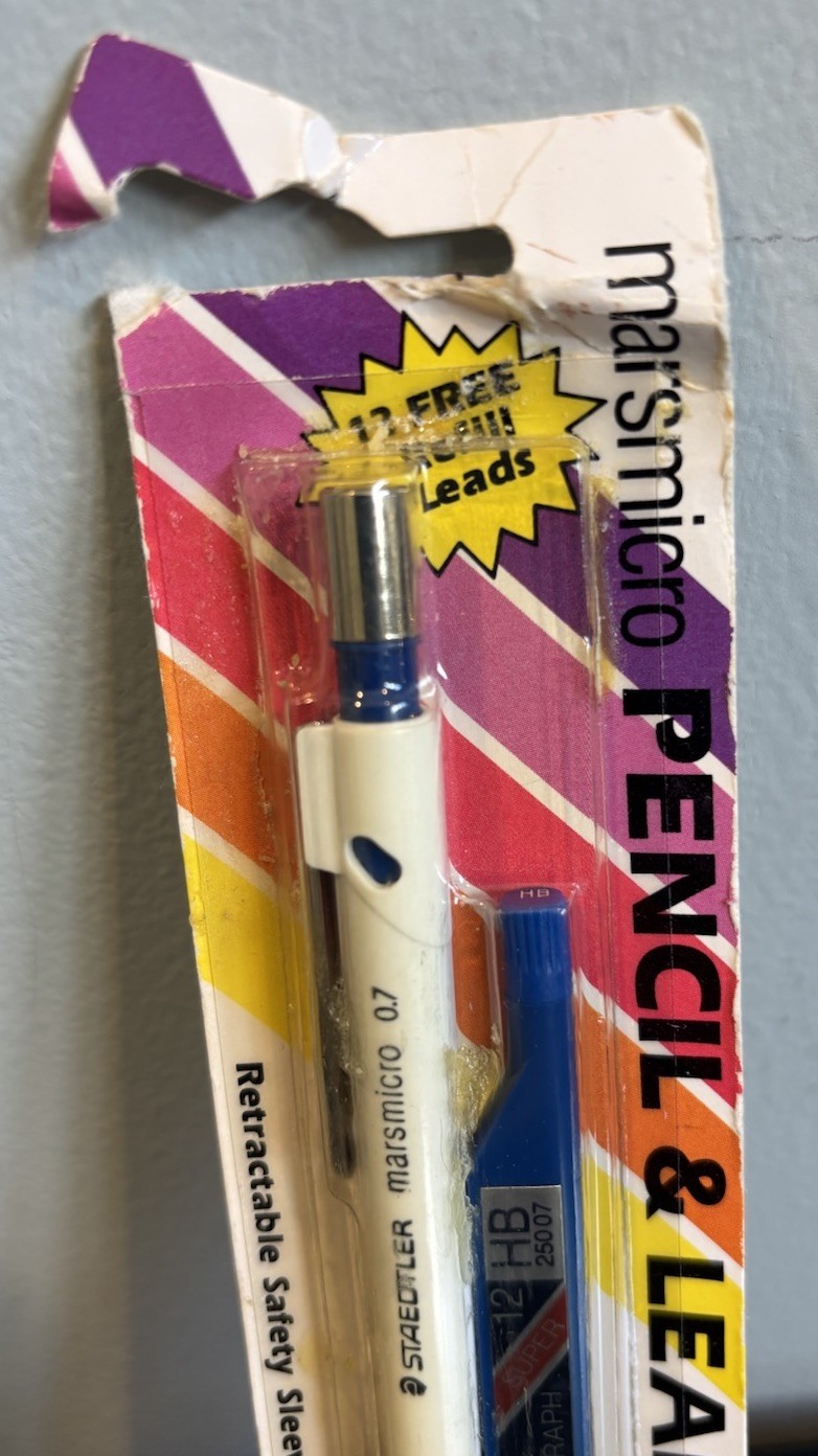 Staedtler Marsmicro 0.7 mm White Mechanical Pencil & Leads Comfort Grip NOS READ
