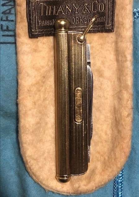 RARE 14K Gold Tiffany & Co Pocket Knife Telescoping Pencil Pendant Fob BOX POUCH
