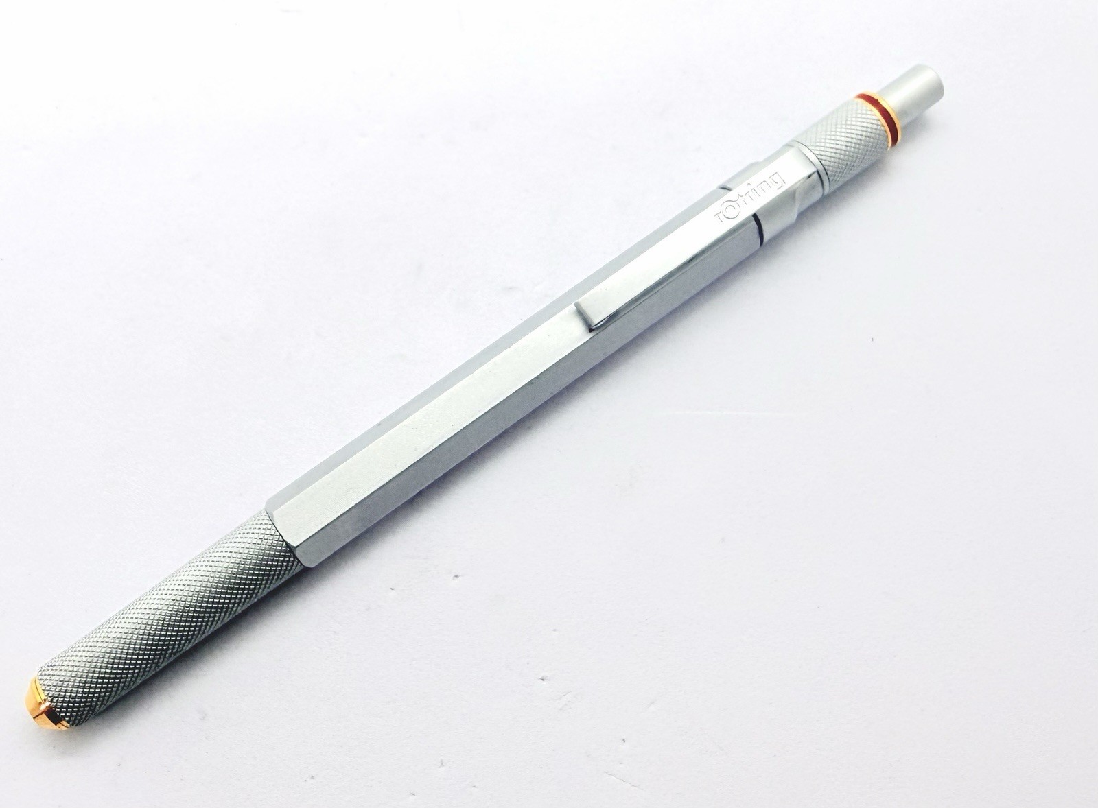 Rotring 600 Gold Twist Retract Tip Mechanical Pencil 0.7 Silver Color functional