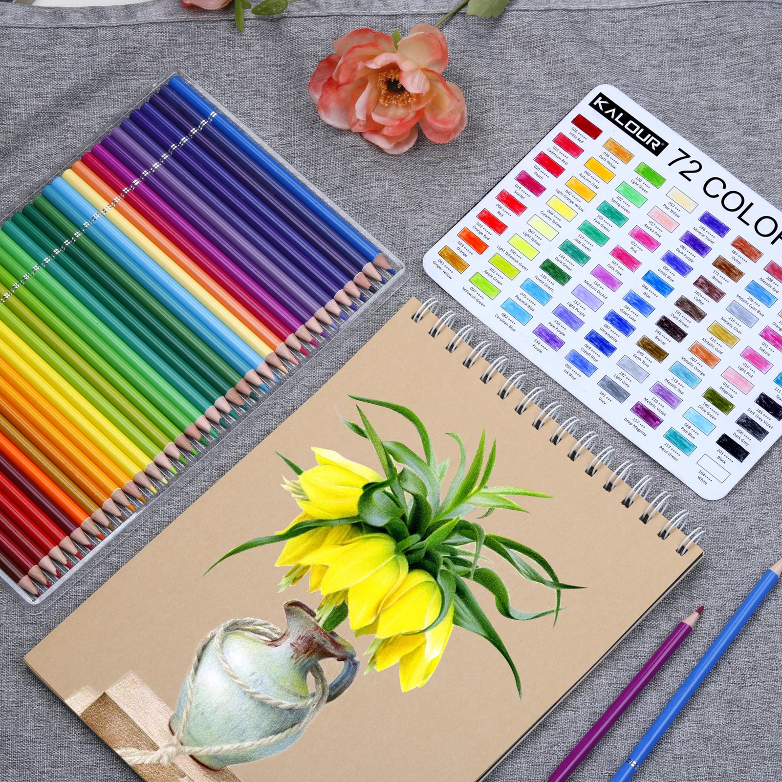 KALOUR 72 Count Colored Pencils for Adult 1 (Pack of 72), Multicolor