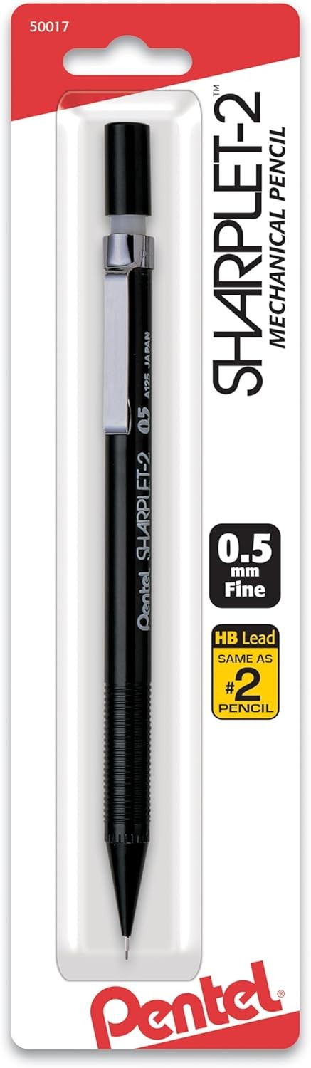 Pentel Sharplet-2 Automatic Pencil, 0.5mm, Black, 1 Count (Pack of 1), Black