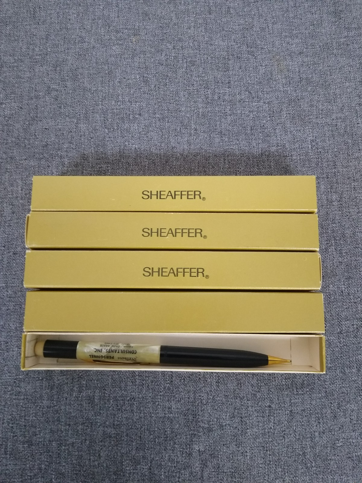 Vintage Sheaffer mechanical pencil, NOS, lot of 4, pearlie barrel, advertisement