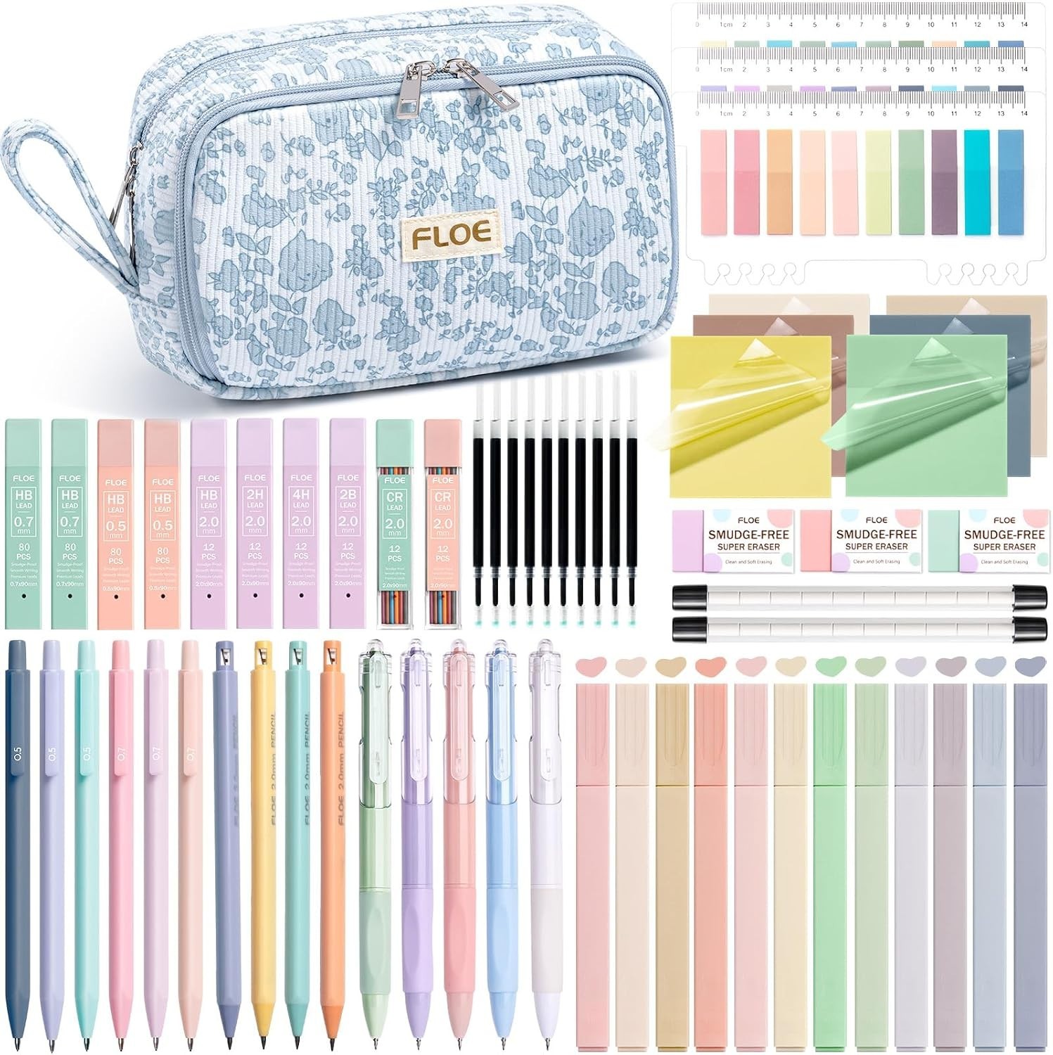 All-in-One 62PCS School Essentials: Preppy Stationary with Large Pencil Case