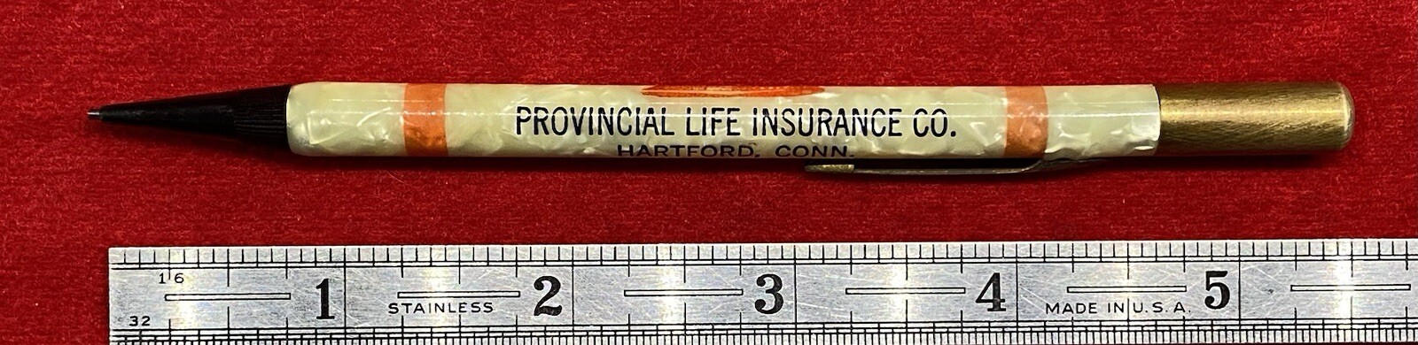 VINTAGE *PROVINCIAL LIFE INSURANCE CO.* HARTFORD CONN MARBLED MECHANICAL PENCIL!