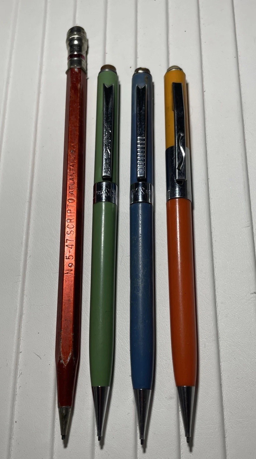 Vintage Scripto Mechanical Pencils Lot of 4 Multicolor 40s 50s 60s 70s