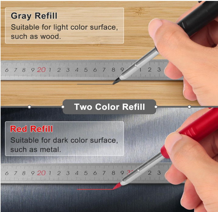 2 Pack Carpenter Pencils Mechanical Pencils with 12 Refills, Construction Pen…