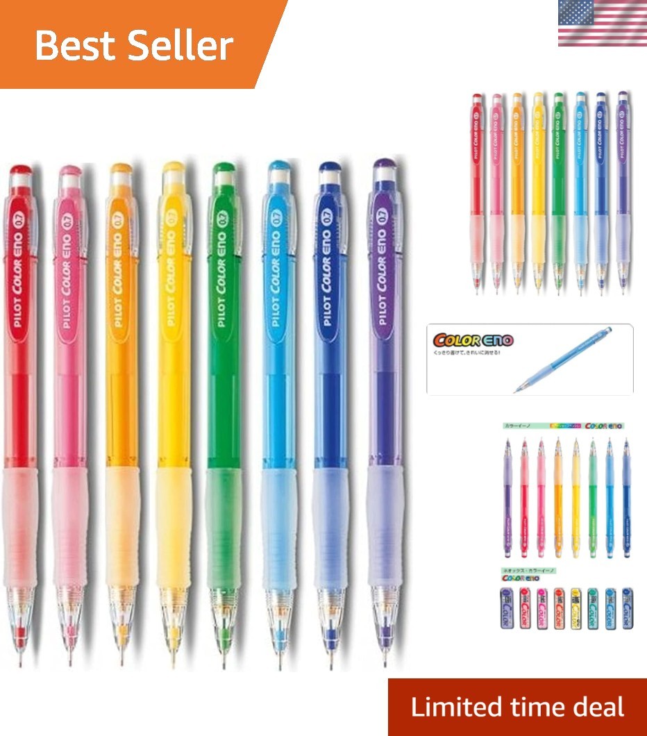 Erasable Contoured Grip Mechanical Pencils – 8 Color Set for Creative Minds