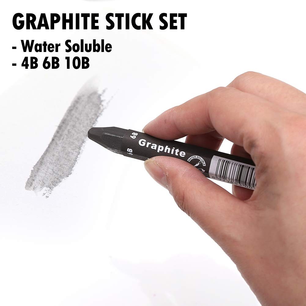 dainayw Graphite Stick Set – Water Soluble – 4B 6B 1 Count (Pack of 3), Black