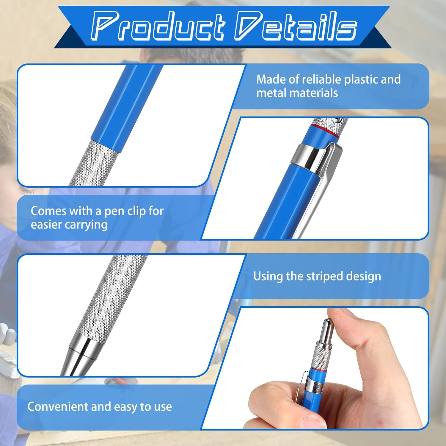 4-Piece Welder Pencil Set with 60 Refills for Construction and Metal Work