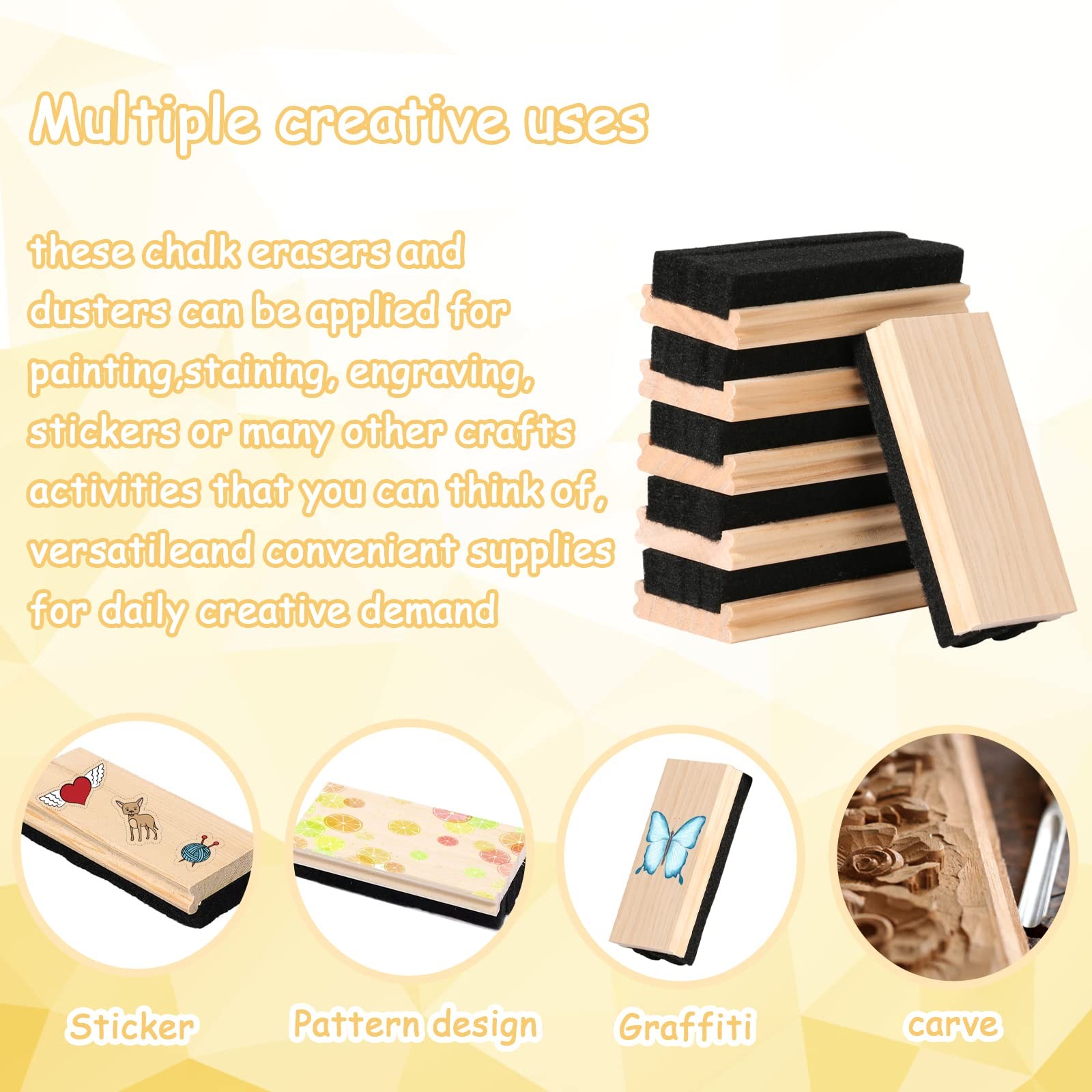 10 Pack Wool Felt Chalkboard Dustless Wood Chalk Eraser Blackboard Cleaner