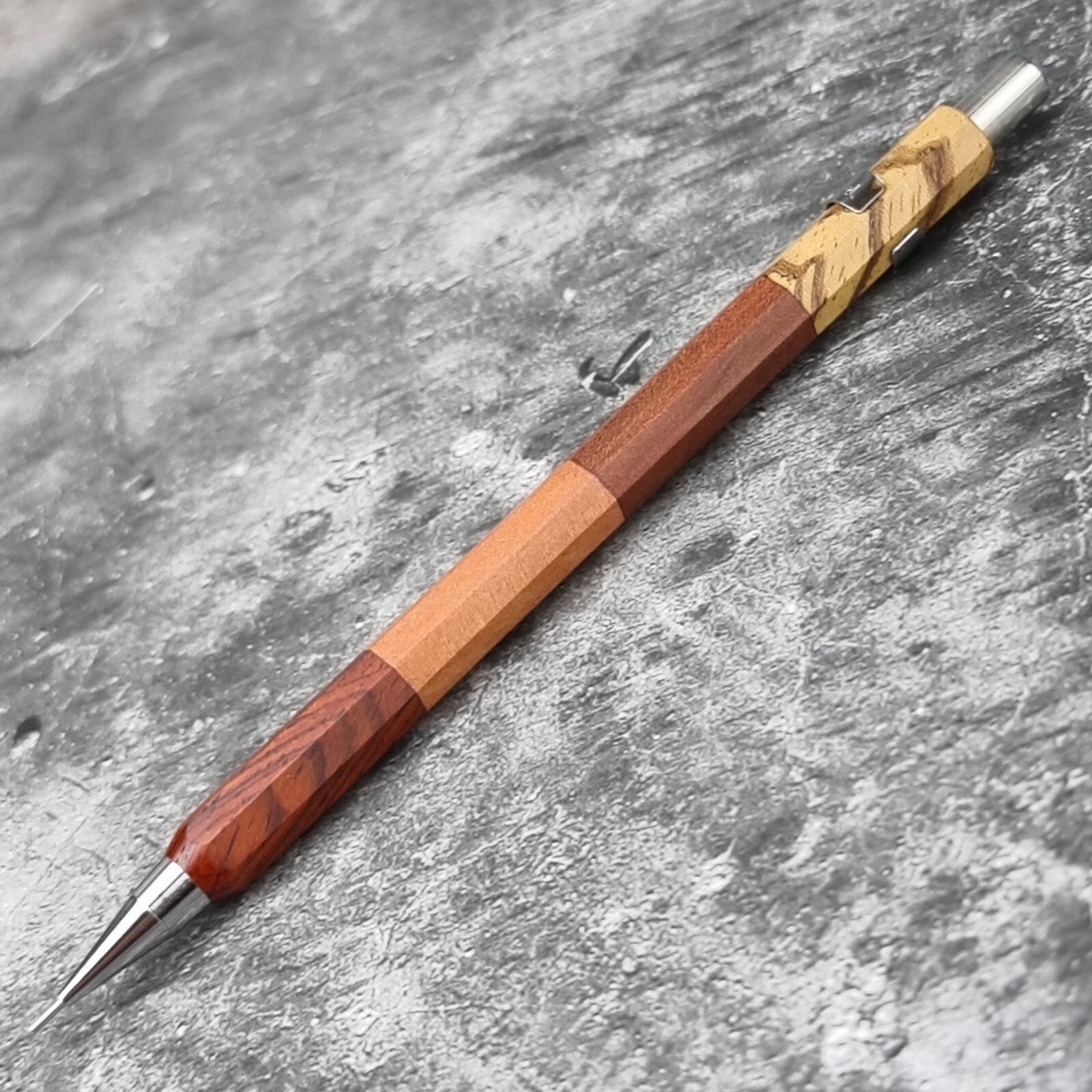 Hand Crafted Pentel P-205(0.5mm) Mechanical Pencil with Octagonal Wood Barrel