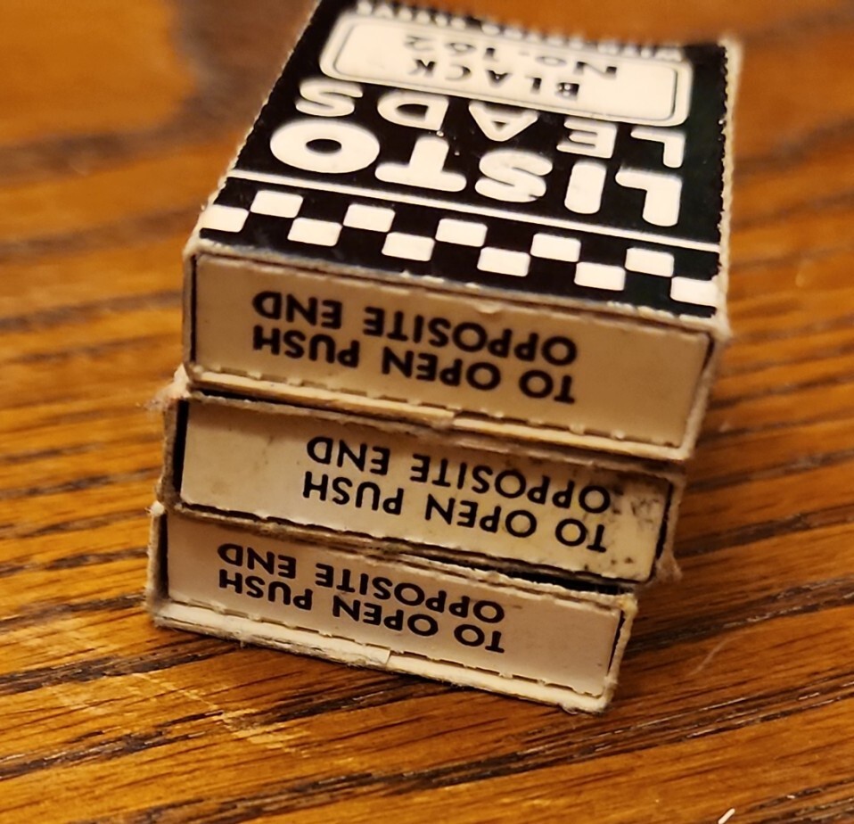 Vintage LISTO Pencil Corporation 4mm Black No. 162 Marking Lead 3 Packages NOS