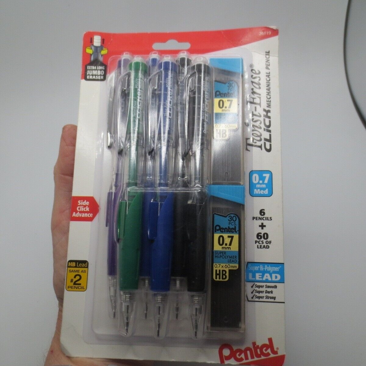 NOS 6 Pentel Twist-Erase Click Mechanical Pencil Set 60 pcs of Lead
