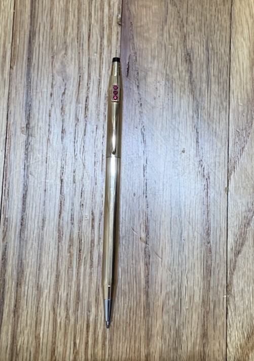 CROSS 3 Ruby 14K Gold Filled Pen With Cloth Sleeve, Case All Original