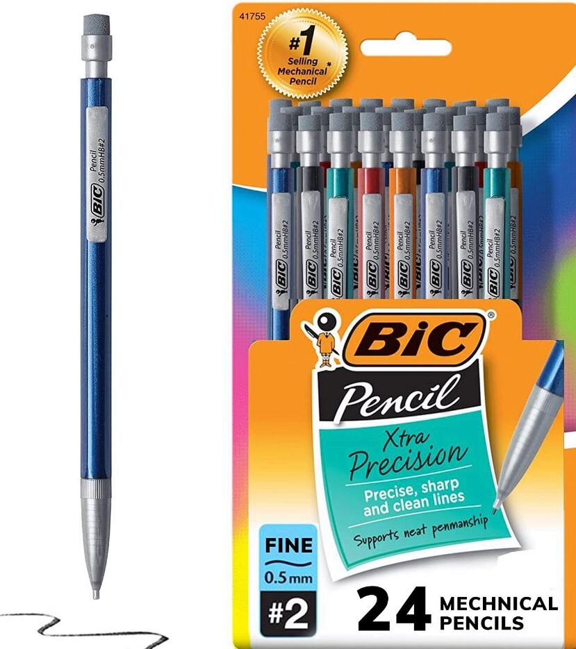 Mechanical Pencils with Erasers Fine Point 0.5Mm 24 Count Pack Mechanical *FS