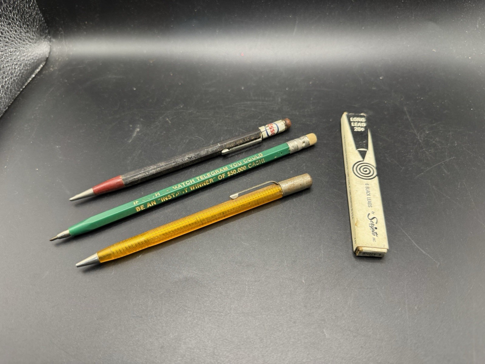 Vintage Mechanical Pencil Lot Esso Gas Oil Advertising Scripto *Full Refill Box*