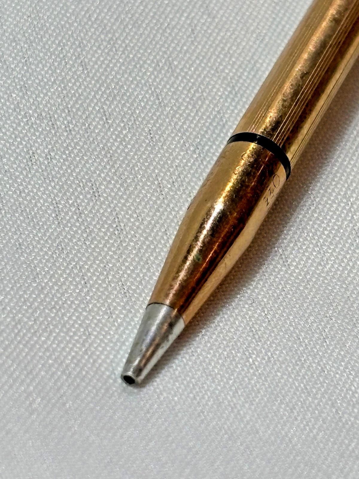 Vtg Cross Mini 10kt GF Pencil On Ballou & Bass Retractable Chain Brooch