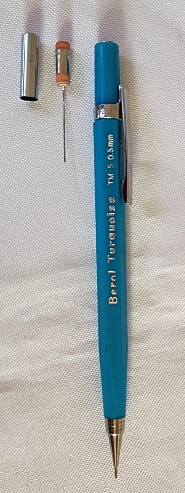 BEROL 0.5mm TM5 PUSH ACTION AUTO FEED MECHANICAL PENCIL TURQUOISE + DRAWING LEAD