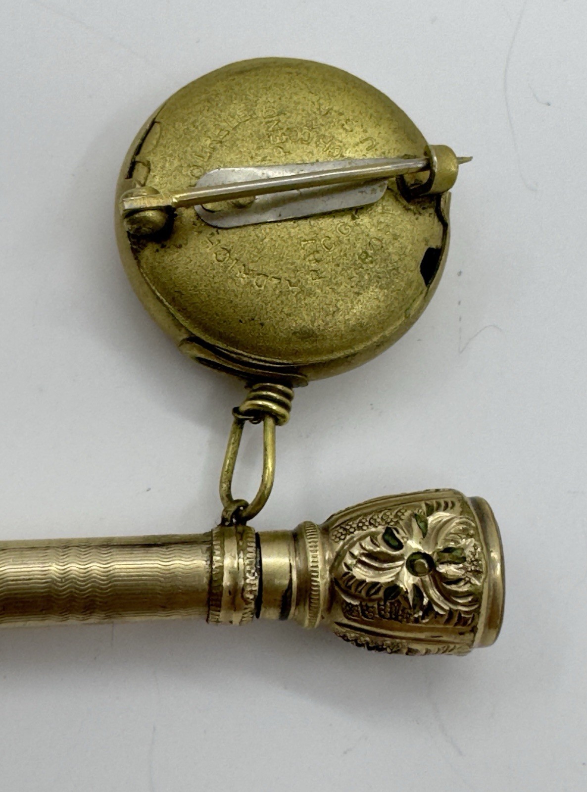 Victorian Telescoping Mechanical Pencil, Floral Repoussé, Retractable Chain
