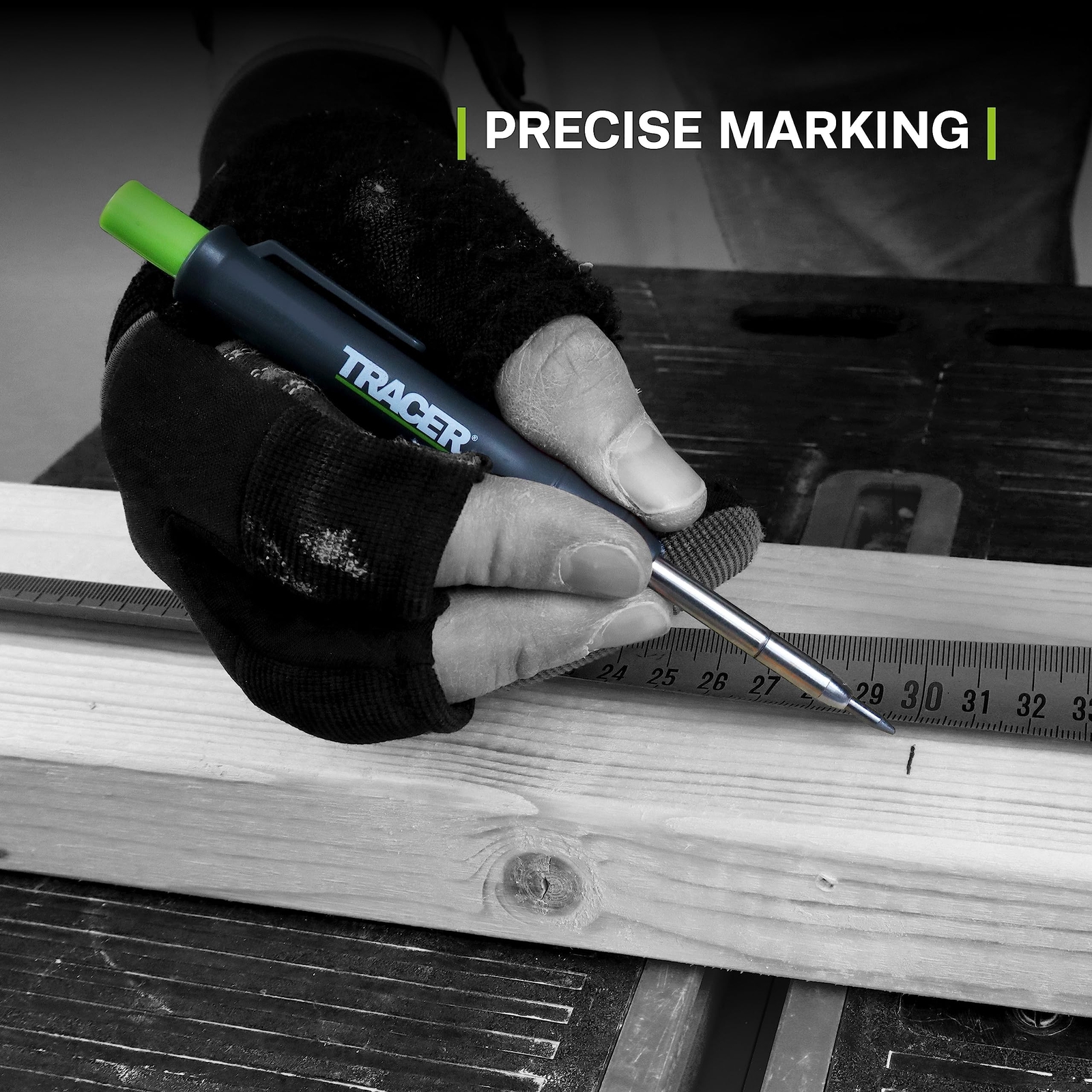 TRACER Deep Hole Construction Pencil with 6x Replacement Lead Pack and accompany