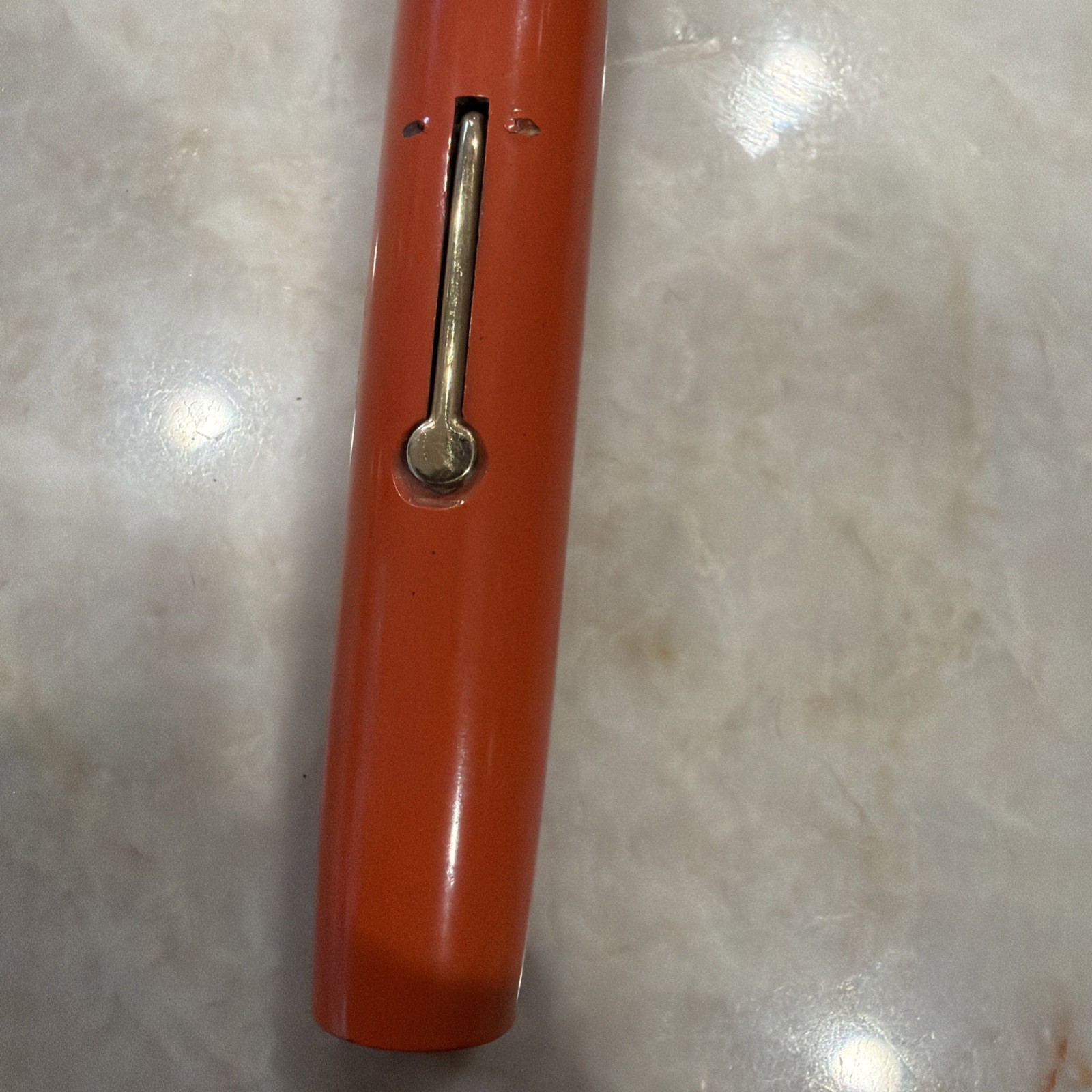 Gold Medal Vintage Red Orange Hard Rubber Pencil And Oversized Fountain Pen Set