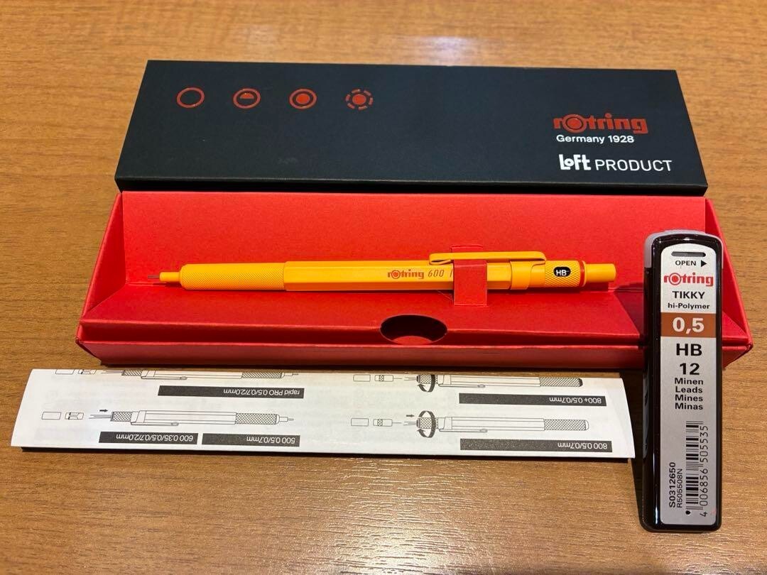 Rotring 600 Loft Limited Color Yellow & MINT Mechanical Pencil 0.5 mm With Box