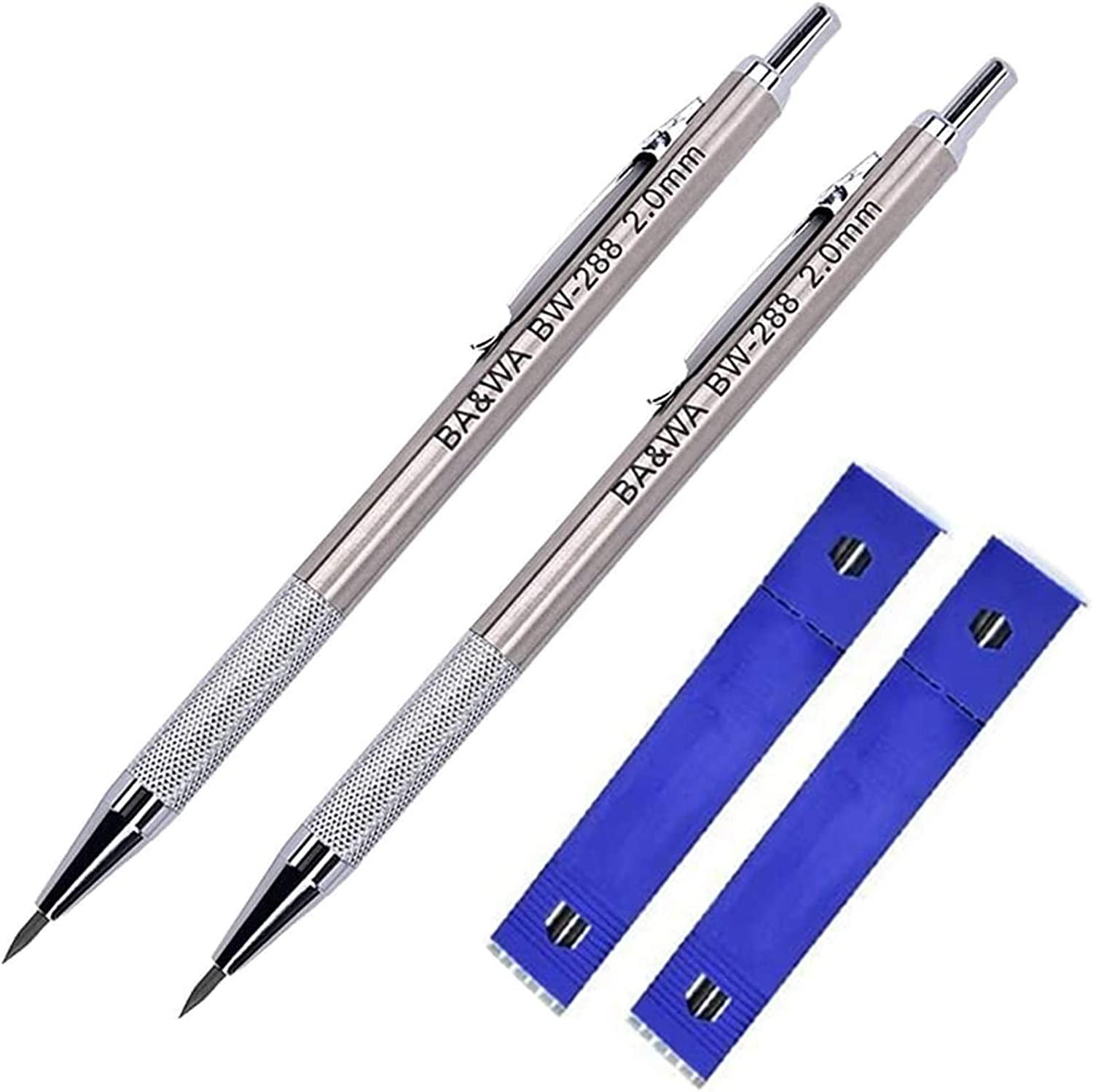 2 Pack 2.0 Mm Lead Holder Metal Mechanical Pencil Automatic Mechanical Drafting